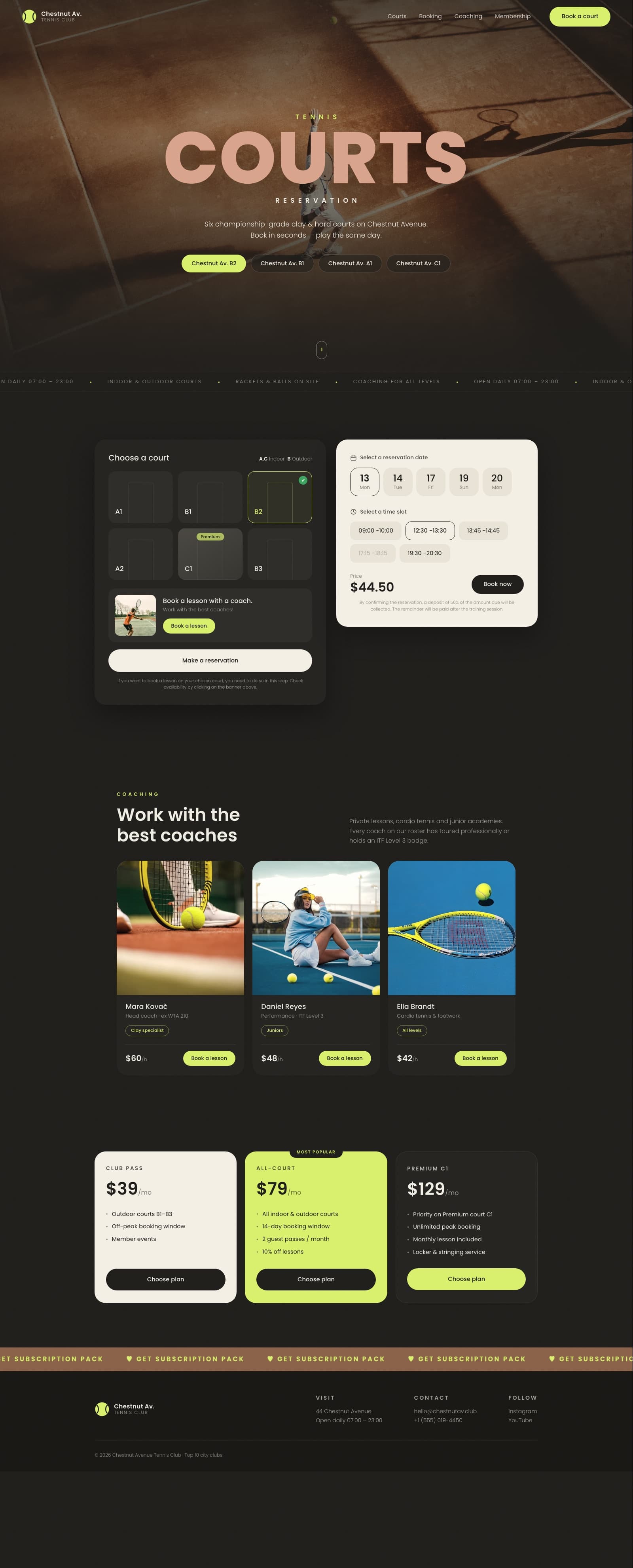 The Chestnut homepage, top to bottom